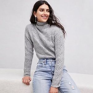 Heather grey pointelle sweater